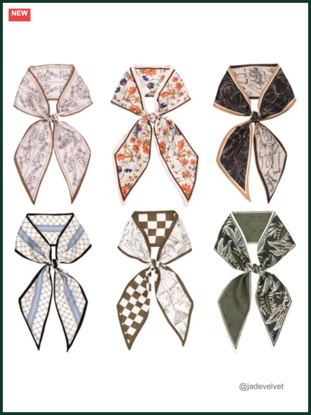 6 PC Polyester Fashion Scarves Set - Neck Head Hair Bag Accessory
